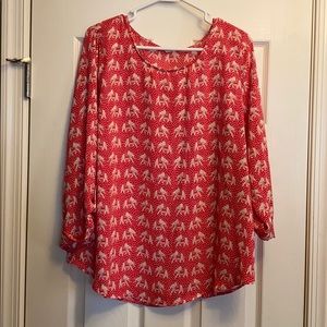 XL Red/Pink Elephant Blouse